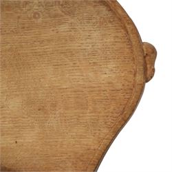 Mouseman -  oak kidney shaped tea tray, with twin carved mouse signature handles, by the workshop of Robert Thompson of Kilburn
