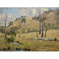 James Carson Coleman (Australian 1920-1976): Australian Outback Landscape, oil on board signed 17cm x 22cm