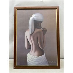 After Philippe Boudoy (Spanish 20th Century): Ladies with Draped Robes, pair of prints 69cm x 49cm (2)