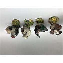 Collection of Beswick birds, comprising woodpecker model no 1218, jay model no 2417, cuckoo model no 2315, lapwing model no 2416, lesser spotted woodpecker model no 2420, and kookaburra 1159. 