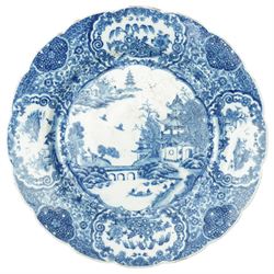 Set of five late 18th century Chinese export blue and white plates, Qing dynasty, approximately Qianlong period, D23cm 