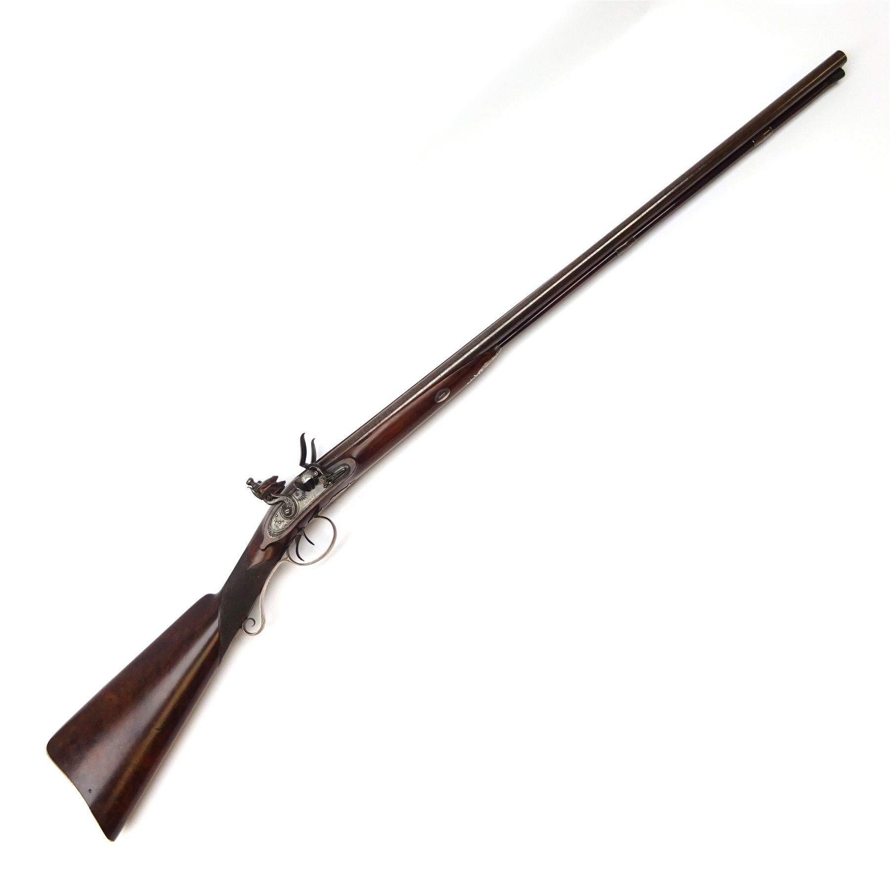 20bore double barrel flintlock sporting gun by Rolfe of Birmingham