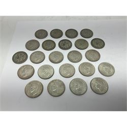 Approximately 260 grams of Great British pre 1947 silver two shillings coins 