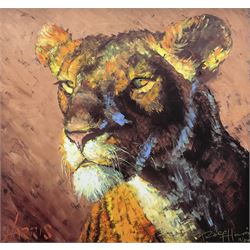 Rolf Harris (Australian 1930-): 'Lioness', limited edition colour print on canvas signed and numbered 18/20 AP in pen 43cm x 45cm