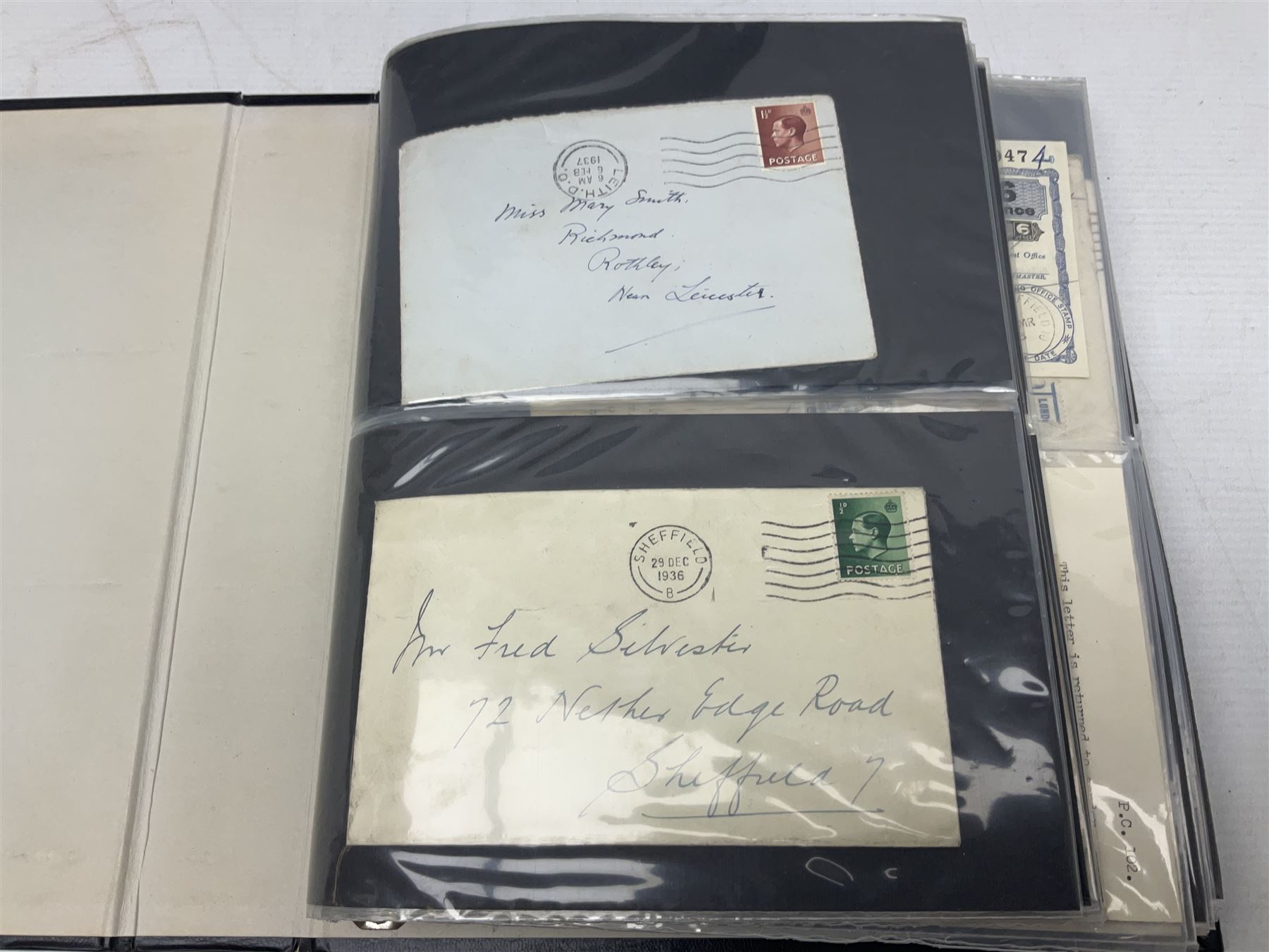 Postal history including air mail, telegrams, covers with 'Privy Purse Buckingham Palace' stamp, first day covers etc, housed in two ring binder folders