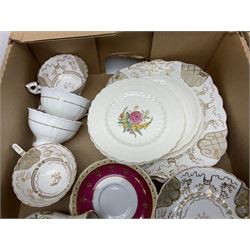 Royal Copenhagen vase, together with Victorian part tea service, Grosvenor China Ye Olde English pattern tea service and Spode Jewel tea wares, in two boxes   