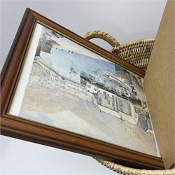Wooden candle box, together with two barley twist candlesticks, carved duck and other collectables 