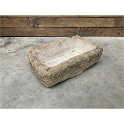Collection of 9 decorative stone garden objects including sun dial small troughs mill stone and more,