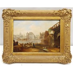 English School (Early 19th century): 'View of the Rhone', oil on oak panel unsigned, old title label verso 18cm x 25cm