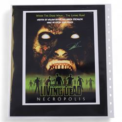 Collection of signed stills and promotional photographs, mostly Sci-Fi TV and film related, including Andy Serkis, Warwick Davis, James Earl Jones, Leroy James, Leonard Nimoy, Billy West, Robert Vaughn, Shane Rimmer, Ethan Phillips etc, all with certificates of authenticity, contained within dark green album