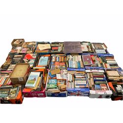 Very large quantity of assorted books, to include various travel guides, examples on wildlife, seabirds, landscapes, etc., assorted fiction, etc., in twenty four boxes 