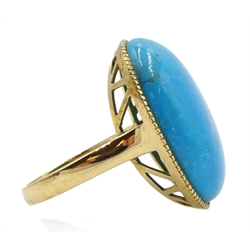 9ct gold oval turquoise ring, stamped 375
[image code: 4mc]
