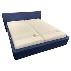 Hulsta Sleeping Systems - Super Kingsize bed upholstered in blue, with two individually tensioned sprung bases and two 3' Top Point 500 single mattresses 