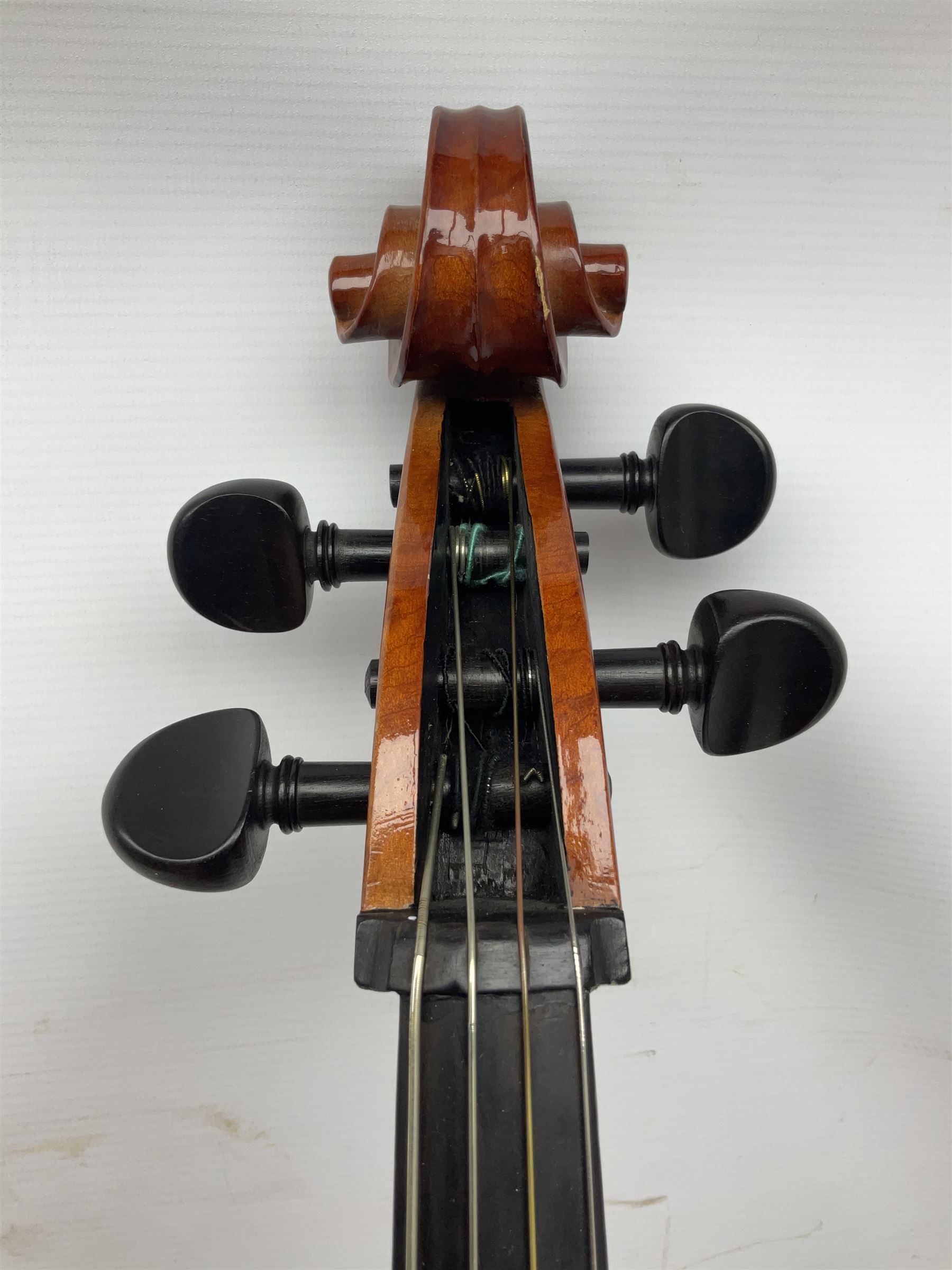 Modern Hungarian half-size cello with 69cm two-piece maple back and ribs and spruce top L114cm overall; and Stentor half size cello bearing label 'The Stentor Student II'; each in soft carrying case (2)