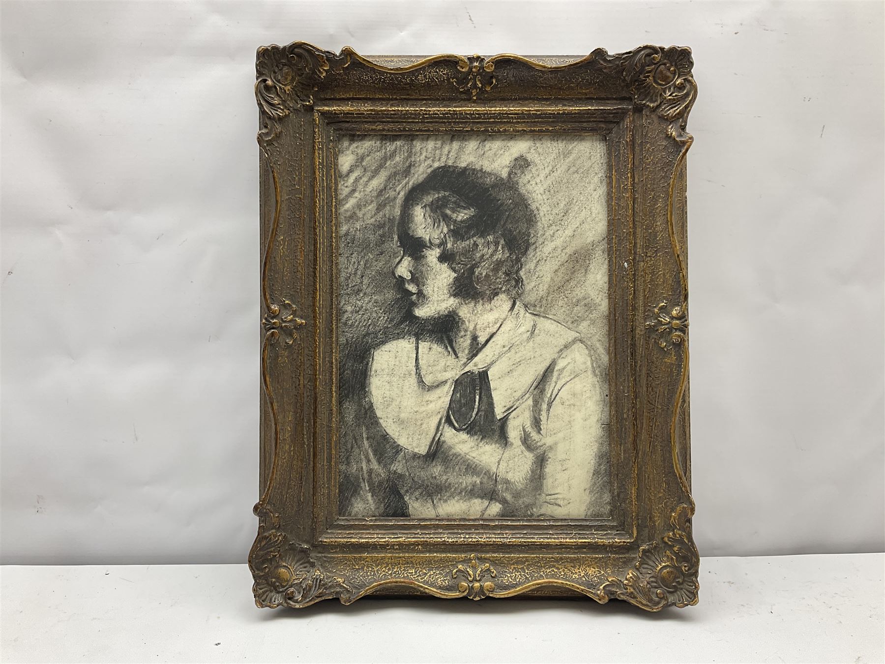 Attrib. Dame Laura Knight (British 1877-1970): Portrait of a Young Woman bearing a resemblance to Phyllis Crocker, charcoal unsigned 35cm x 25cm