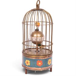 Modern bird cage automaton clock, with clockwork movement, H19cm