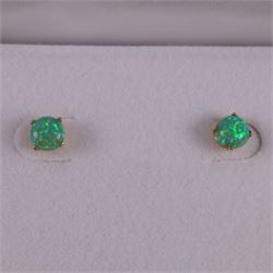 Pair of 9ct gold opal stud earrings, boxed, D5mm