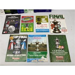 Twelve F.A. Cup Final programmes at Wembley - 1961, 1963, 1964, 1966, 1968, 1969, 1975, 1978, 1979, 1980, 1993 & 1998; F.A. Cup Semi-Final programme 1991 Arsenal v Tottenham Hotspur; three League Cup Final programmes 1967/69/88; and two F.A. Charity/Community Shield programmes 1993/2015 (18)