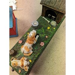 Two Reproduction cast metal money banks, one modelled as 'Uncle Sam', the other as a dog and kennel, tallest H27cm