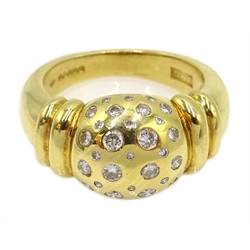  18ct gold diamond set bubble ring, hallmarked   