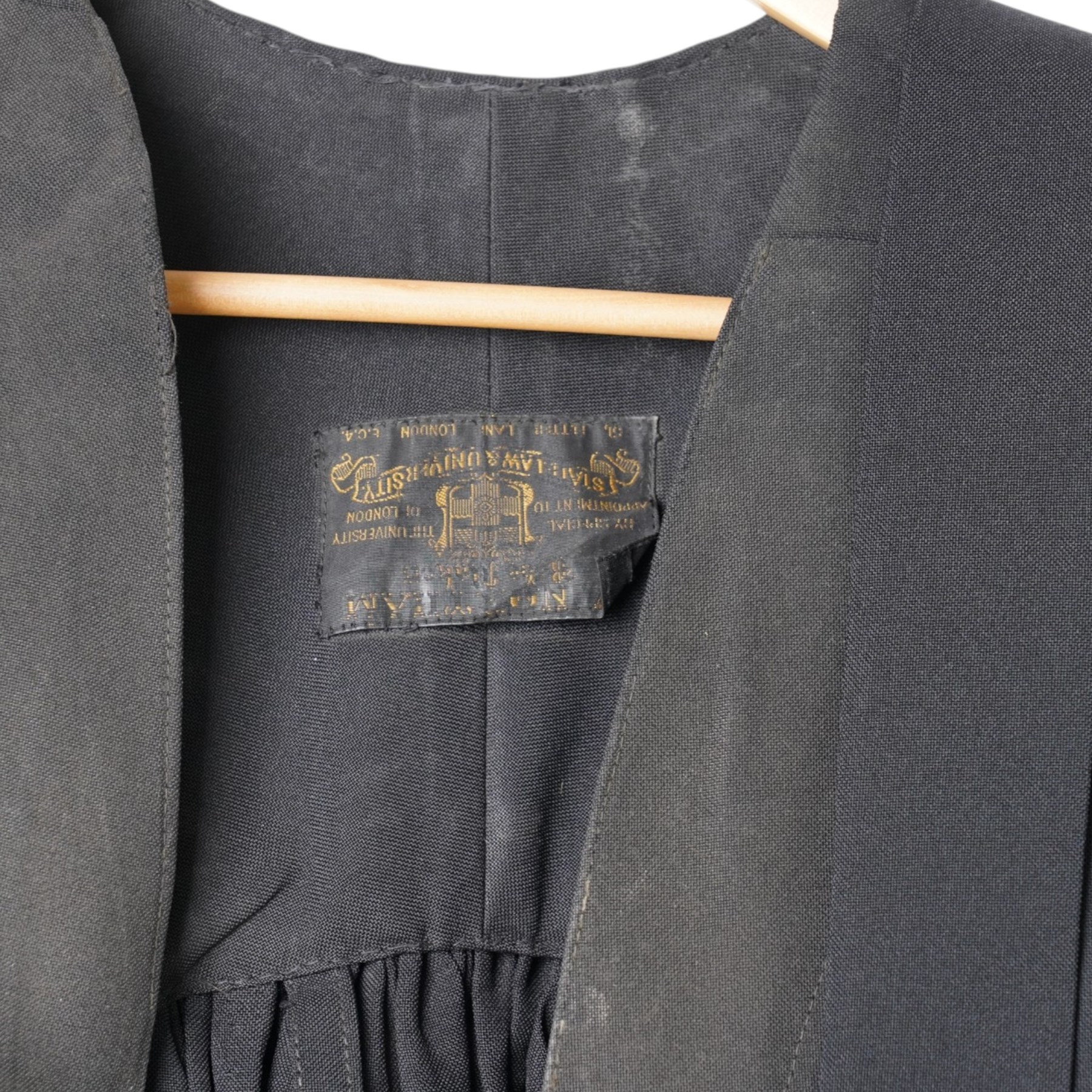 1978 William Northam & Co- Barrister's peruke in box together with gown, sleeved waistcoat and original bags