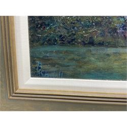 Bruce Kendall (British Contemporary): 'The Wizard Moon', oil on canvas board signed, titled verso 41cm x 59cm