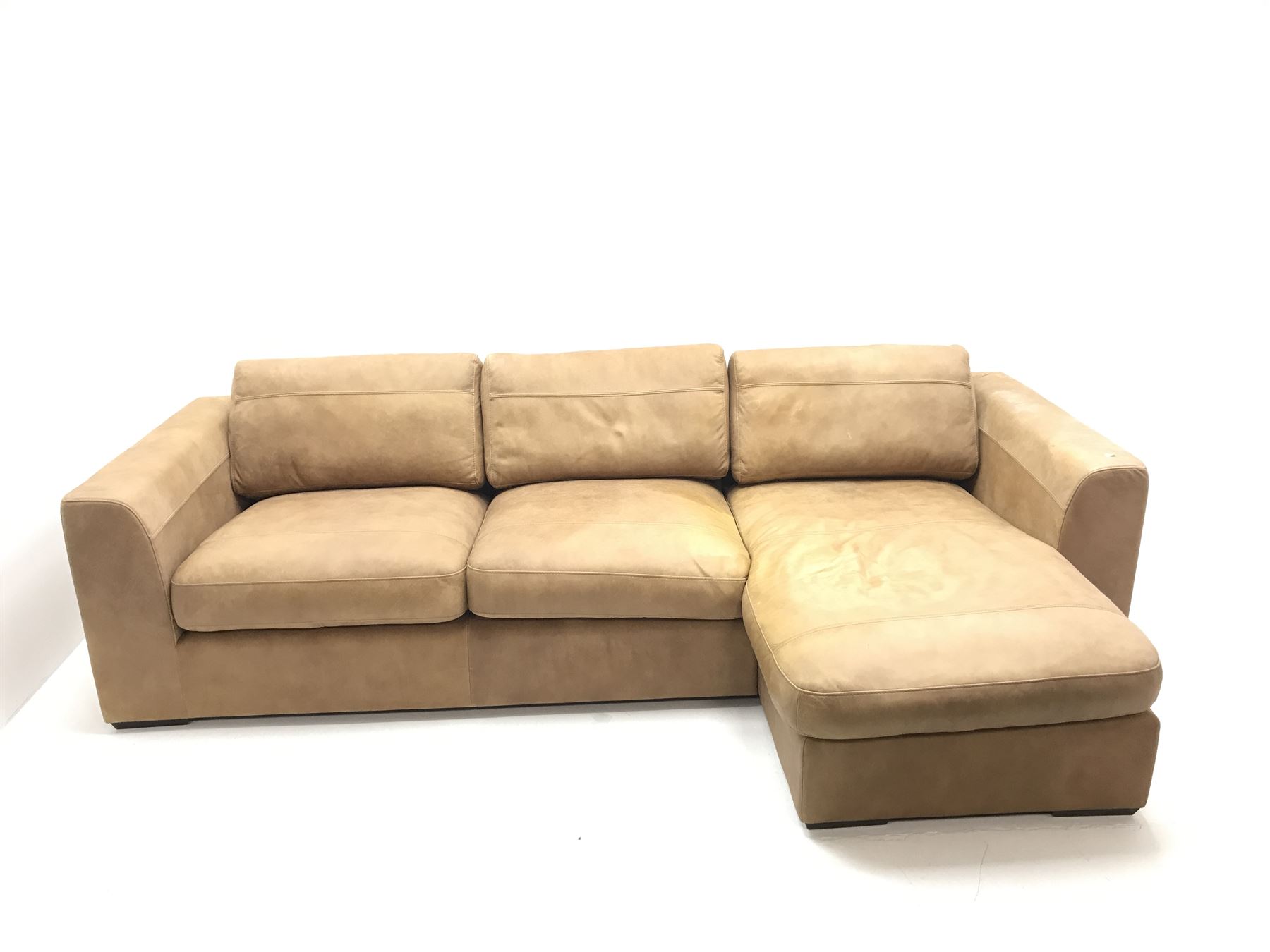 Three seat tan leather corner sofa The Furnishings Sale Furniture