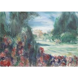 Harold Wharfe (Yorkshire 20th century): 'Newby Hall', watercolour signed and titled 50cm x 69cm