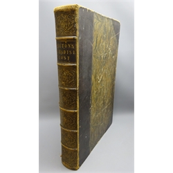  'The Paradise Lost of Milton' with illustrations designed and engraved by John Martin, vols. I ans II, half calf with marbled boards with gilt end papers, pub. Septimus Prowett 1827, 1vol  