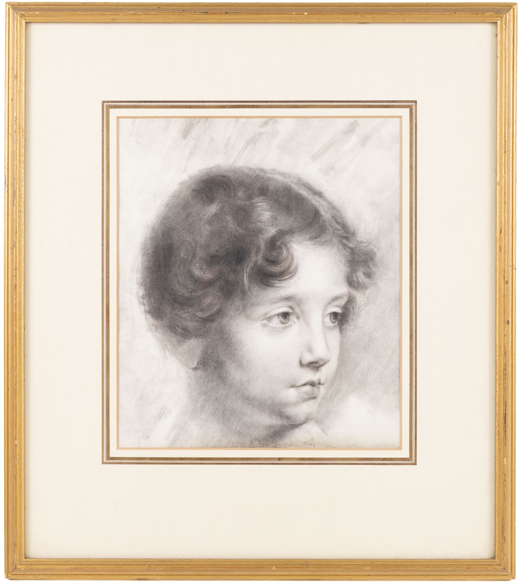 Circle of Dame Laura Knight (Staithes Group 1877-1970): Head of a Young Girl, monochrome watercolour unsigned 22cm x 25cm