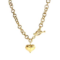 9ct gold heart pendant necklace, stamped 375, approx 21.4gm