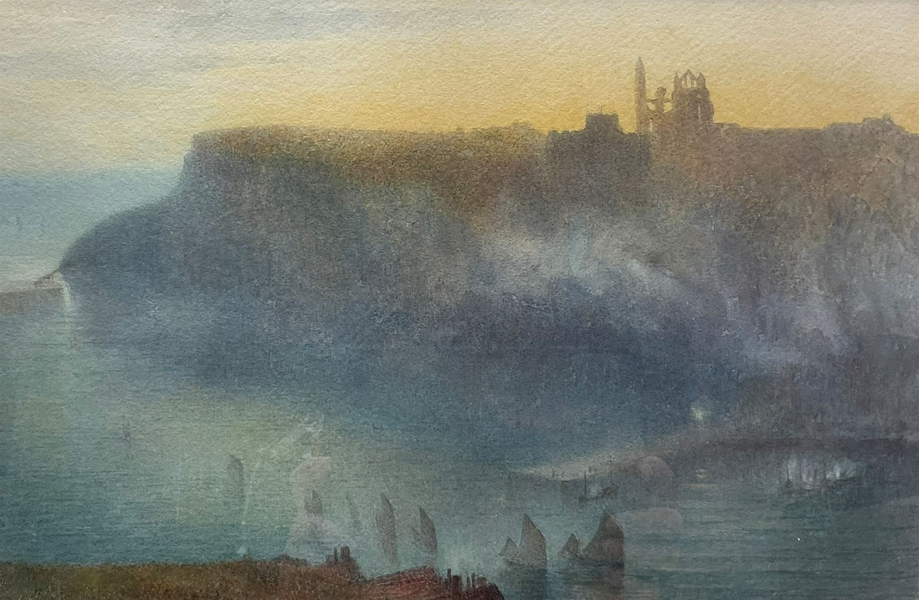 Alfred William Hunt (British 1830-1896): Sunrise Whitby East Cliff, watercolour unsigned 24cm x 37cm