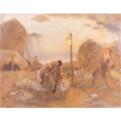 William Shackleton (Bradford 1872-1933): Sunrise Over the Lambs, gouache signed and dated ...