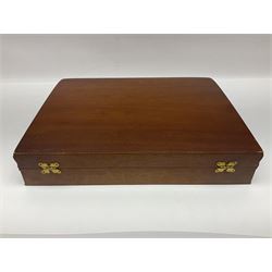 Canteen of King's pattern cutlery for six place settings by James Ryals of Sheffield, with two extra forks, pair of salad servers and six fish knives, all within fitted wooden case, together with six ivorine handled butter knives and six silver plated cake forks