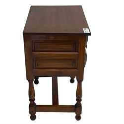 Stained beech two drawer bedside lamp table
