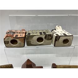 Twenty studio pottery figures of houses and cottages, comprising seventeen Mudlen End Studio Felsham Suffolk examples and two John Putman's Heritage Houses examples