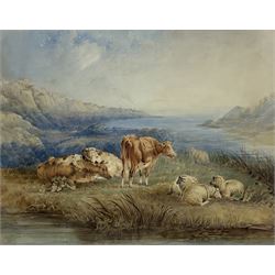 Thomas Francis Wainwright (British 1794-1883): Cattle and Sheep Resting, watercolour unsigned, attributed on mount 40cm x 51cm