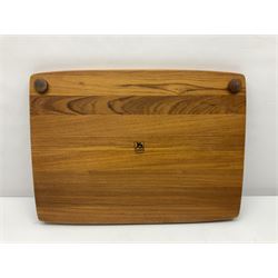 Danish collectables, to include teak tray by Nissen Denmark, ladybird pattern biscuit barrel by Laurids Lonborg and a Stelton stainless steel and wooden cruet set, together with a mid century floral tile trivet