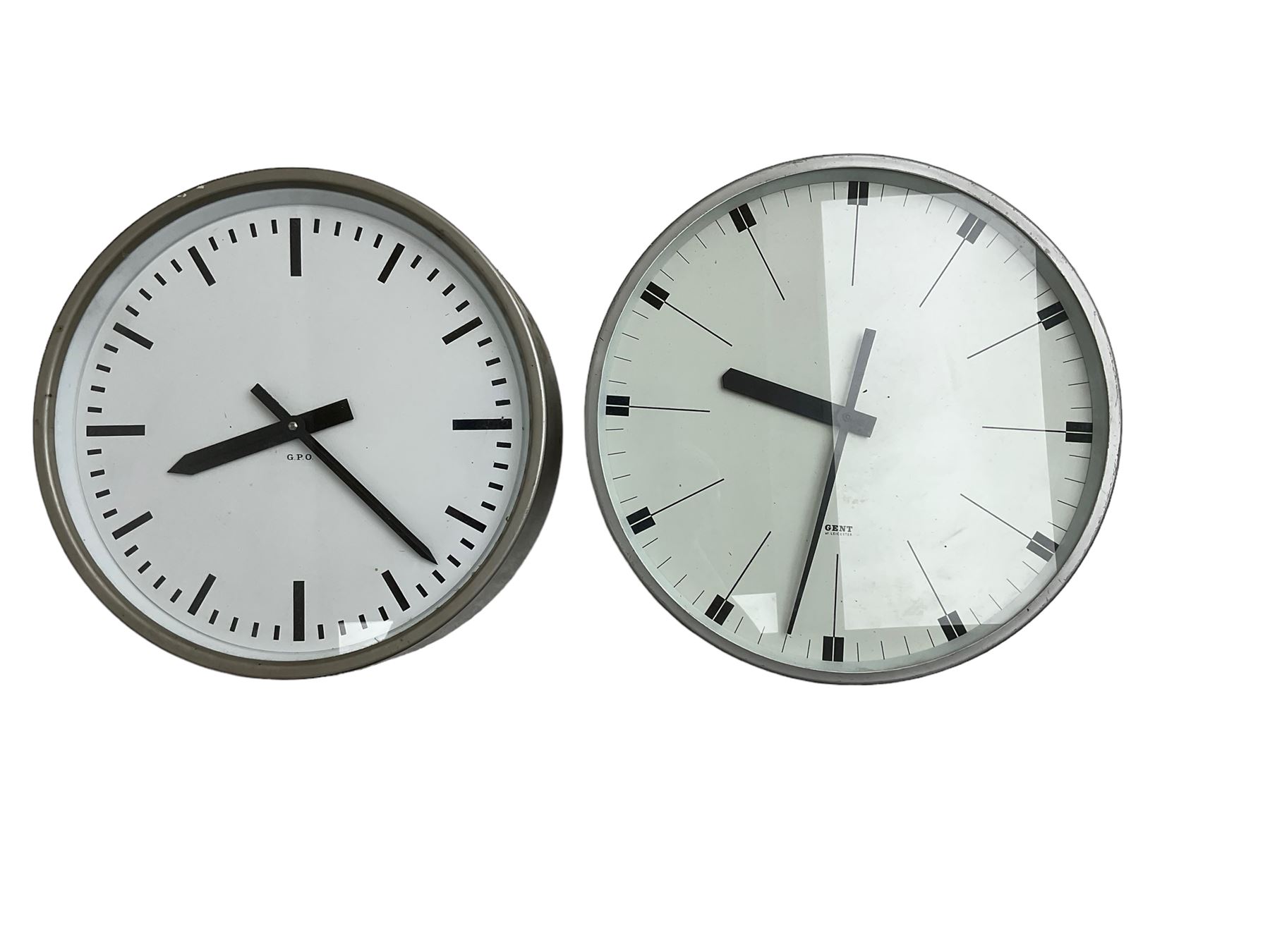 An electrically operated 1960's Gent  and similar GPO electric slave clock dial and movement.