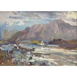 William B Dealtry (British 1915-2007): 'Loch at Ben Nevis', oil on board signed, titled ve...