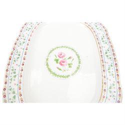 19th century serving platter, hand painted with floral sprig to the centre with floral and foliate borders, possibly Nantgarw, W48.5cm