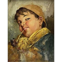 Italian School (19th/20th century): The Young Smoker, oil on board indistinctly signed 34cm x 26cm