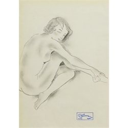 Jean-Gabriel Domergue (French 1889-1962): Female Nude Study, pencil with artist's studio stamp 28cm x 21cm

