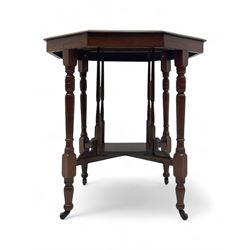 Victorian oak occasional table, octagona