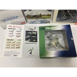 Nine 1:72 scale model aeroplanes comprising four ‘Sky Guardians’, F-16 Fighter Falcon, Sea Vixen FAW.2 899 Sqd XP924, Gloster Javelin FAW 9R 64 Sqd RAF XH766, and Sea Vixen F(AW) Mk2 XN694/305/BL No 892 Sqd RNAS Yeovilton; with three Hobby Master models, one Ixomodels model and one 72 Aviation model  (9)