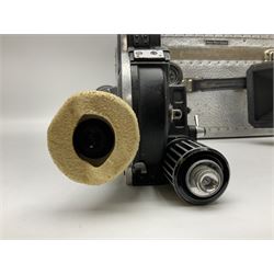 Arriflex 16SB camera body, serial no. 1784, with ' Carl Zeiss Distagon 1:2 f=8mm' lens, serial number 3860224, 'Carl Zeiss Jean Tessar 2/16' lens, serial no 3624355, camera pistol grip and other accessories, in fitted hard case