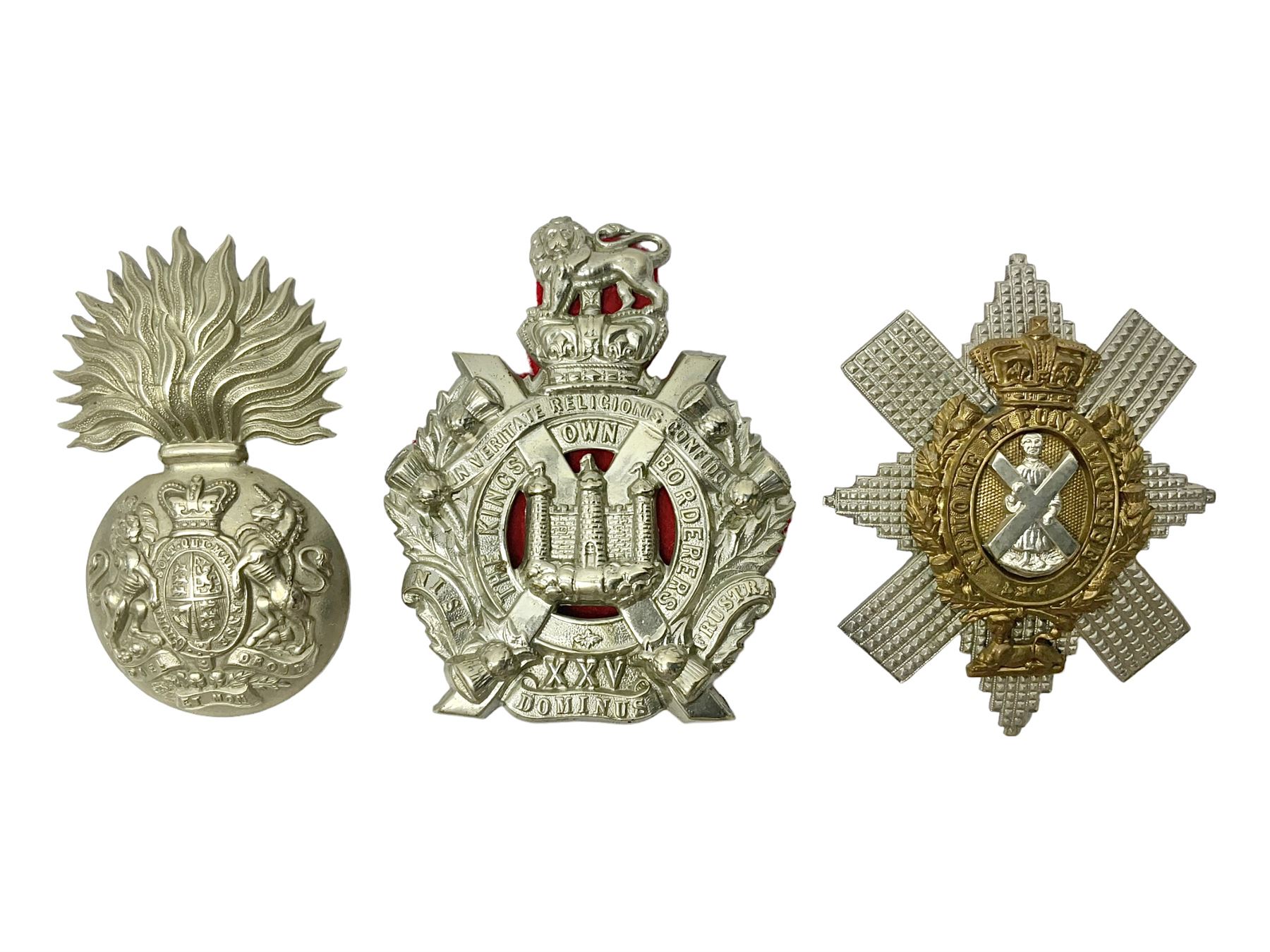 Three glengarry/cap badges - Royal Scots, Kings Own Borderers and Royal Scots Fusiliers (3)