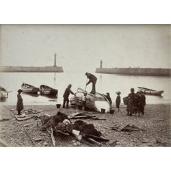 Frank Meadow Sutcliffe (British 1853-1941): Cleaning the Boat, albumen print c.1882 initialled and numbered 46 in the negative 15cm x 20cm (mounted)
Provenance: Witkin Gallery, New York; Sotheby's 25th April 1990 Lot 17; the Graham Nash Collection