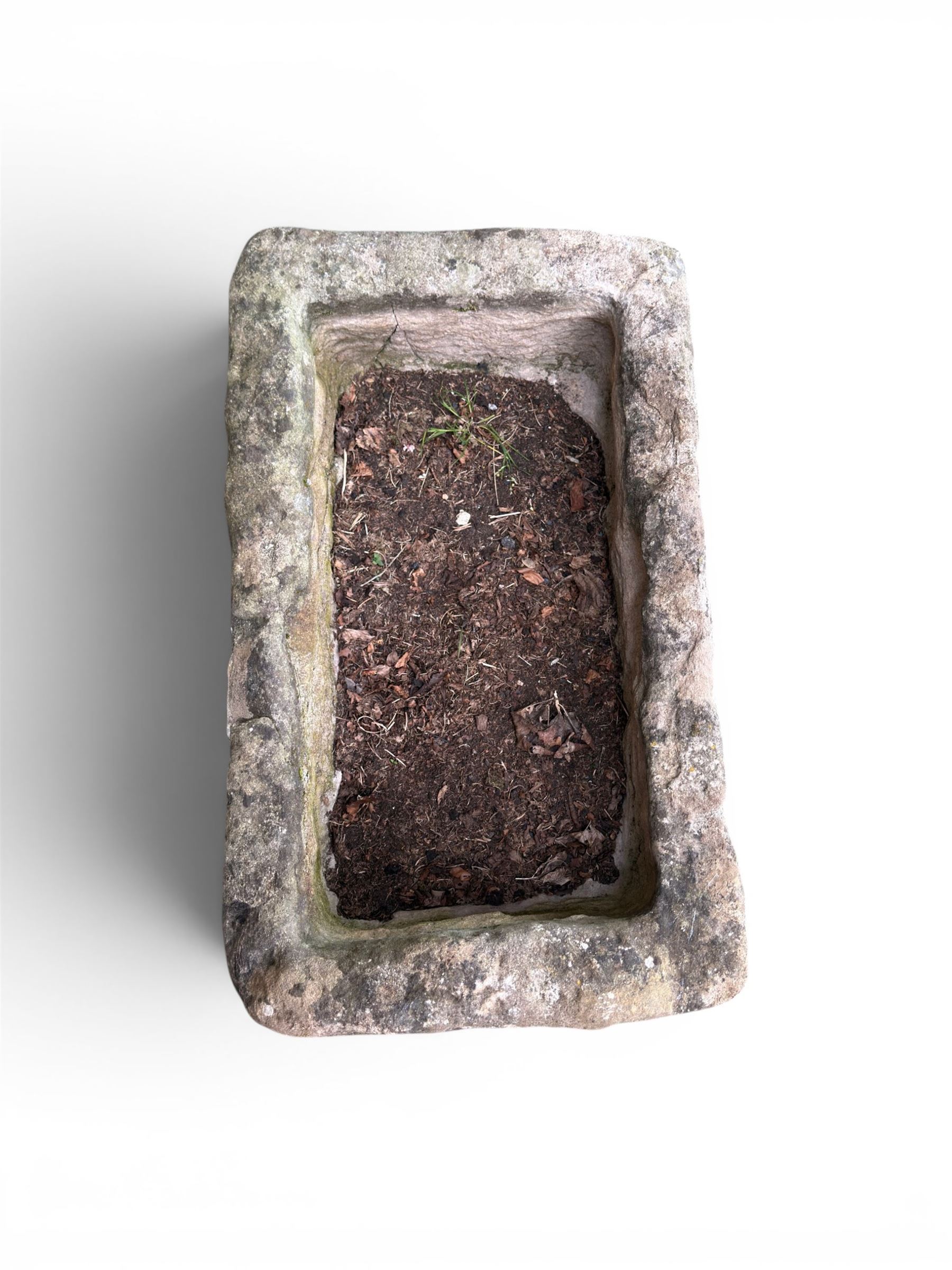18th century hewn stone rectangular planter