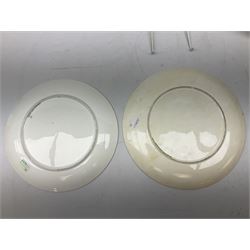 Four Frank Reynolds figures of ladies together with five plates painted by the same artist